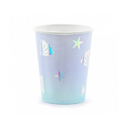 6 Pappbecher "Muschel" - 200ml - Party im Karton