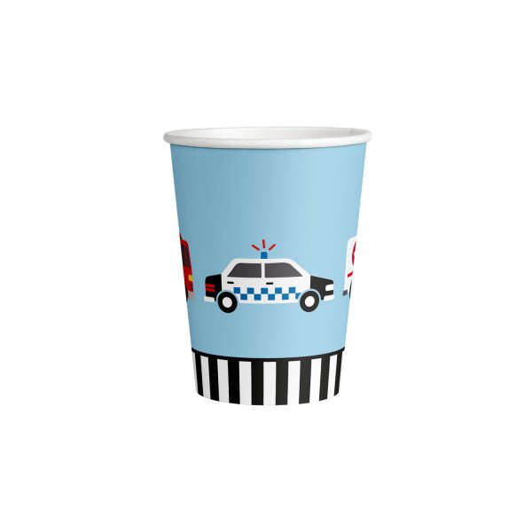 8 Pappbecher "Fahrzeuge - On the road" - 250ml - Party im Karton