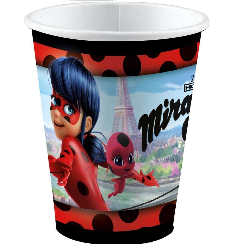 8 Pappbecher "Miraculous Ladybug" - 250ml - Party im Karton