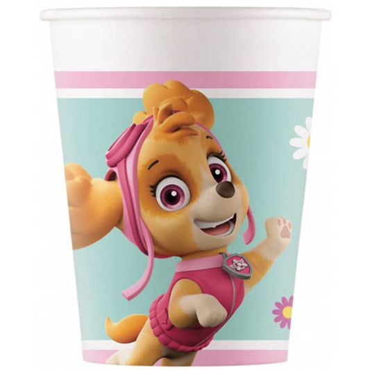 8 Pappbecher "Paw Patrol Girls" - 200ml - Party im Karton