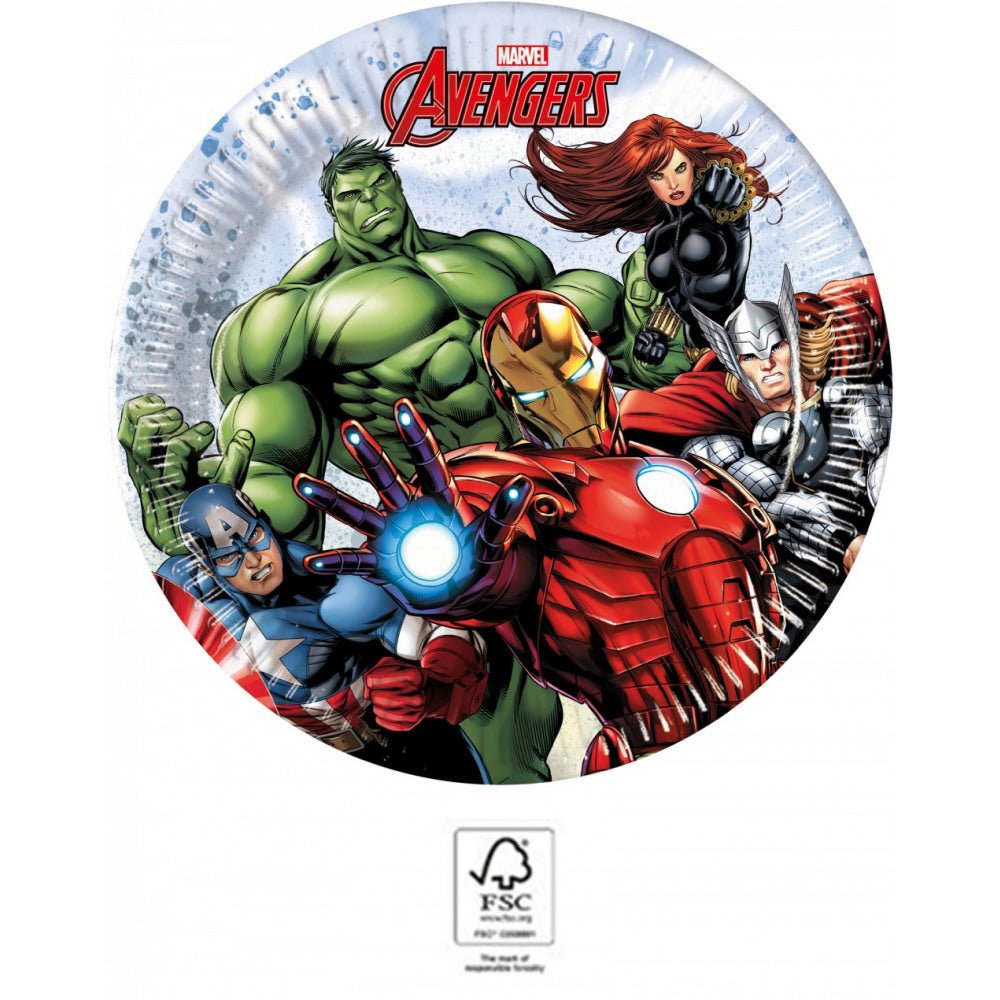 8 Pappteller "Avengers" - 19,5cm - Party im Karton