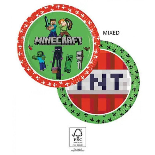 8 Pappteller "Minecraft" - Ø 23cm - Party im Karton