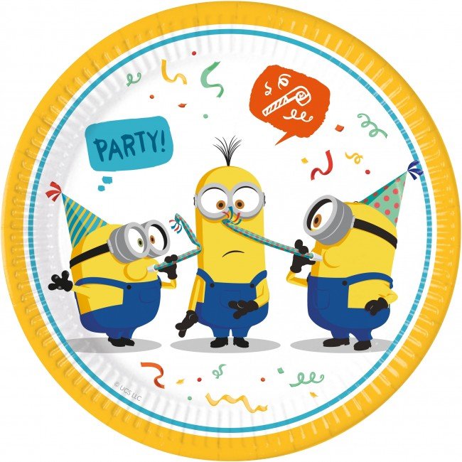 8 Pappteller "Minions" - Ø 23cm - Party im Karton