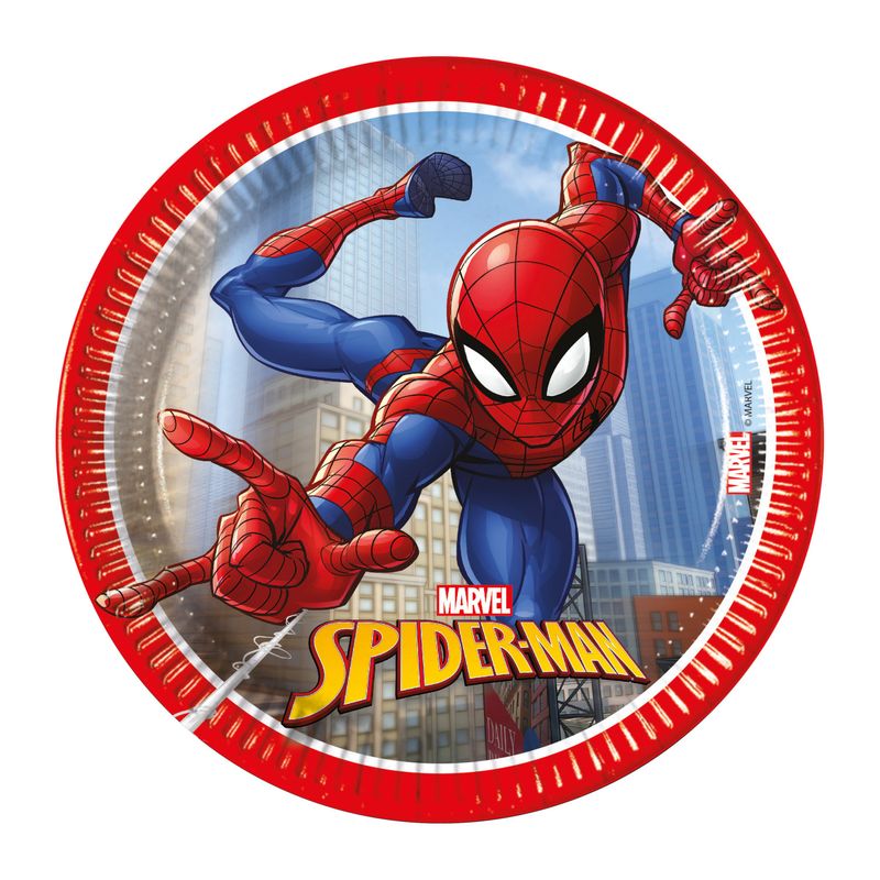 8 Pappteller "Spiderman" - Ø 19,5cm - Party im Karton