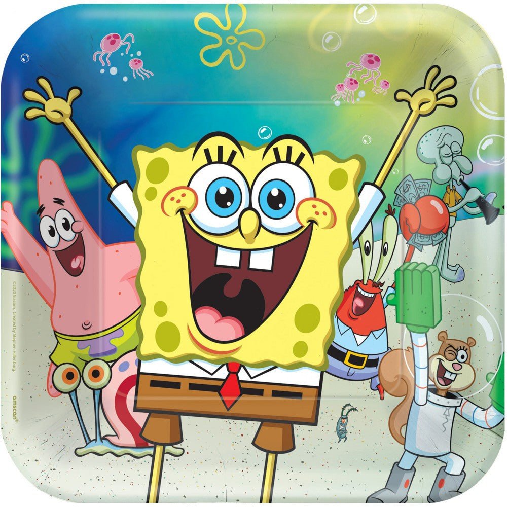 8 Pappteller "Spongebob" - 23cm - Party im Karton