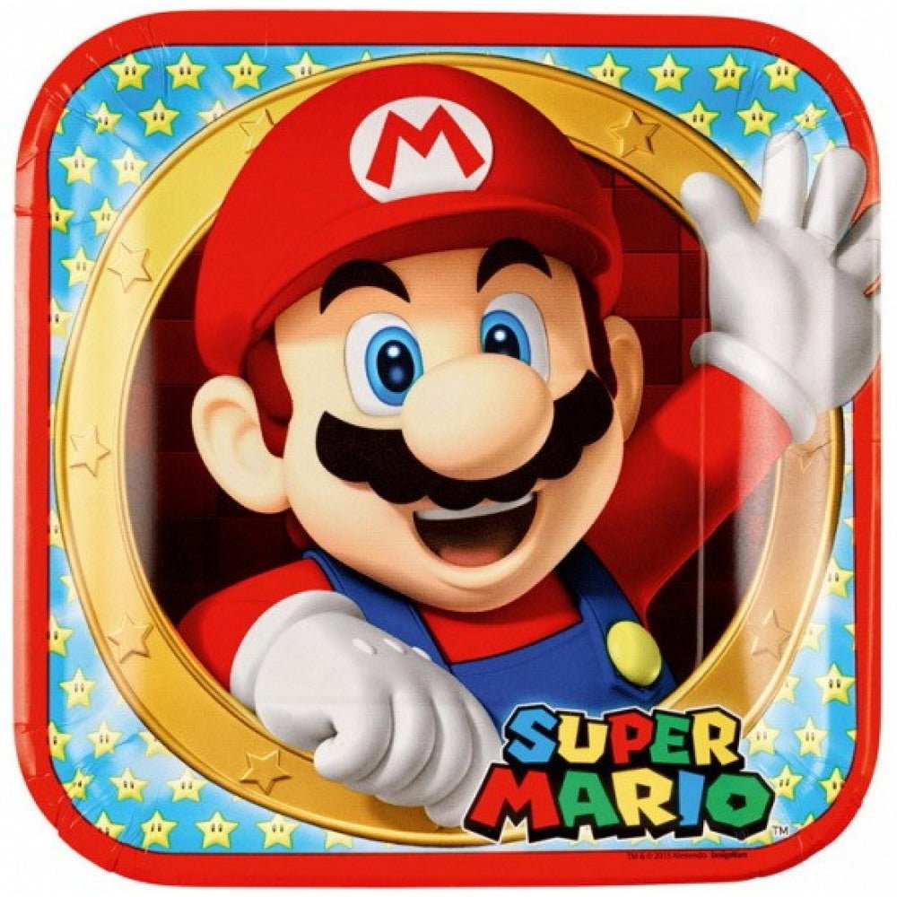 8 Partyteller "Super Mario" - 23cm - Party im Karton