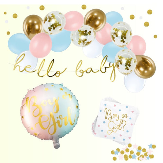 Babyparty Gender Reveal "Boy or Girl " 44-teilig - Party im Karton
