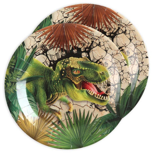 Dinosaurier Partyteller im 10er Pack, Ø 22,5cm - Party im Karton