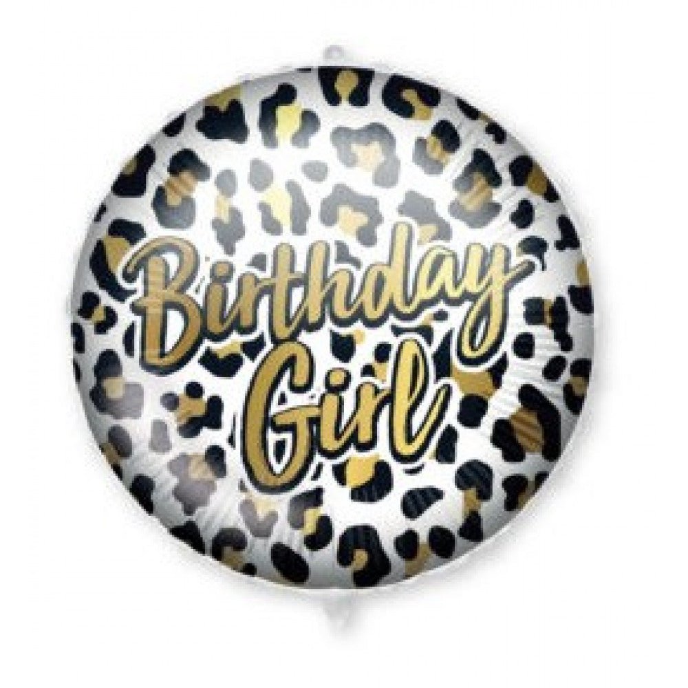 Folienballon "Birthday Girl - Leopardenmuster" 46cm - Party im Karton