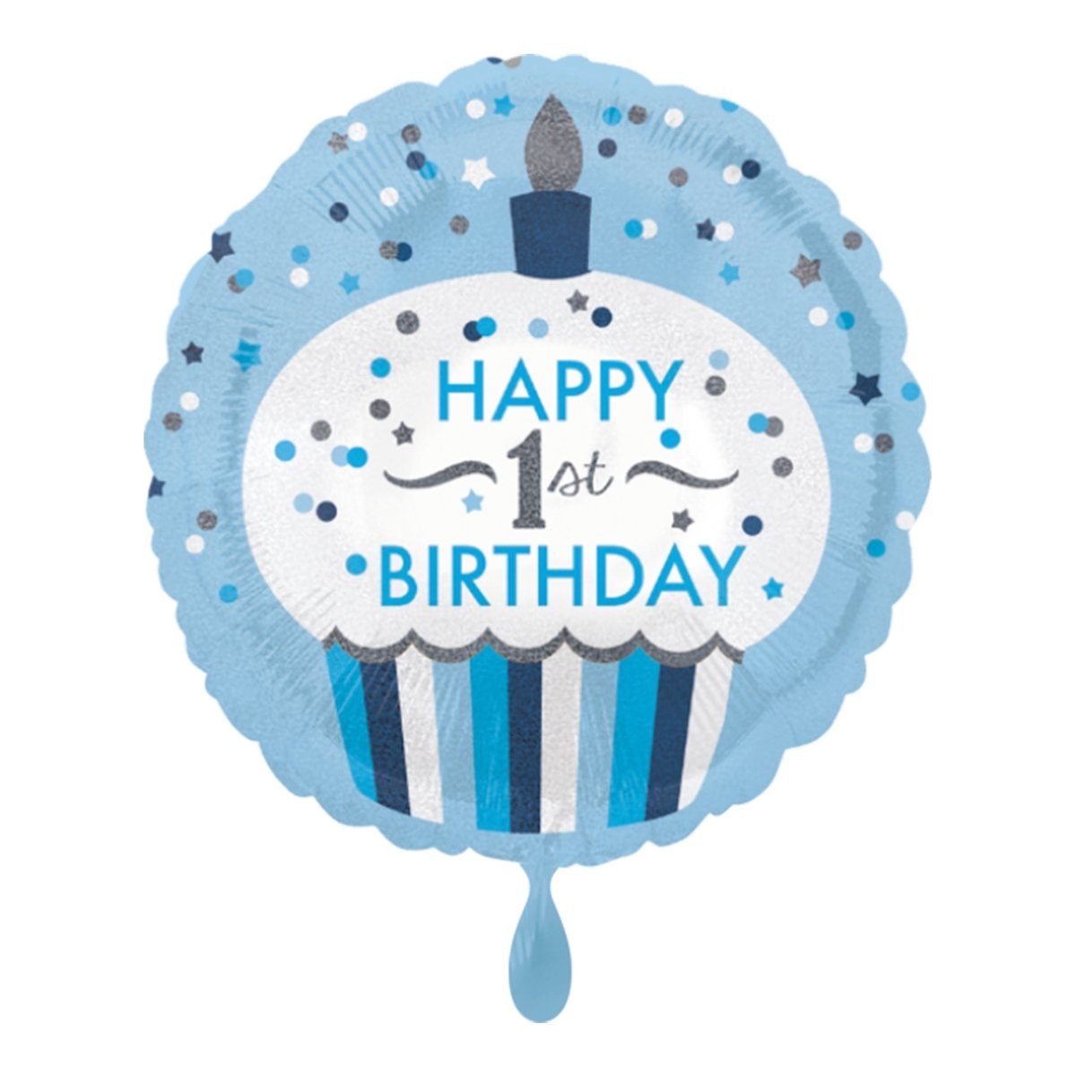 Folienballon "Happy 1st - Blau" 45cm - Party im Karton