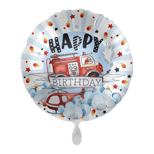 Folienballon "Happy Birthday Feuerwehr" 43cm - Party im Karton