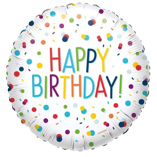 Folienballon "Happy Birthday Konfetti" 43cm - Party im Karton