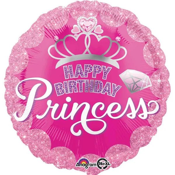 Folienballon "Happy Birthday Princess - Glitter" 43cm - Party im Karton