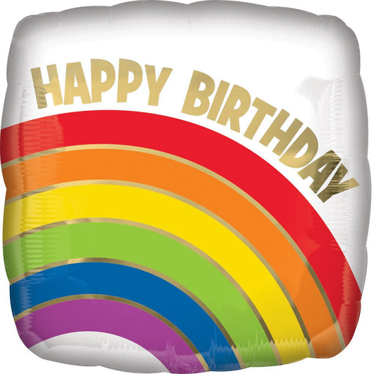 Folienballon "Happy Birthday Regenbogen" 43cm - Party im Karton