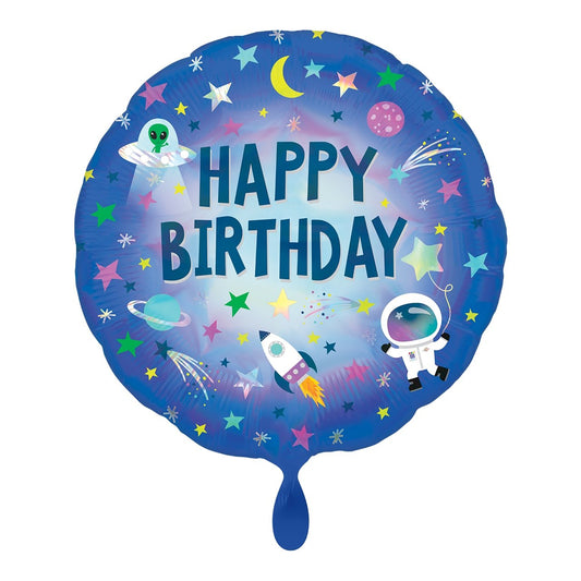 Folienballon "Happy Birthday Weltall" 45cm - Party im Karton