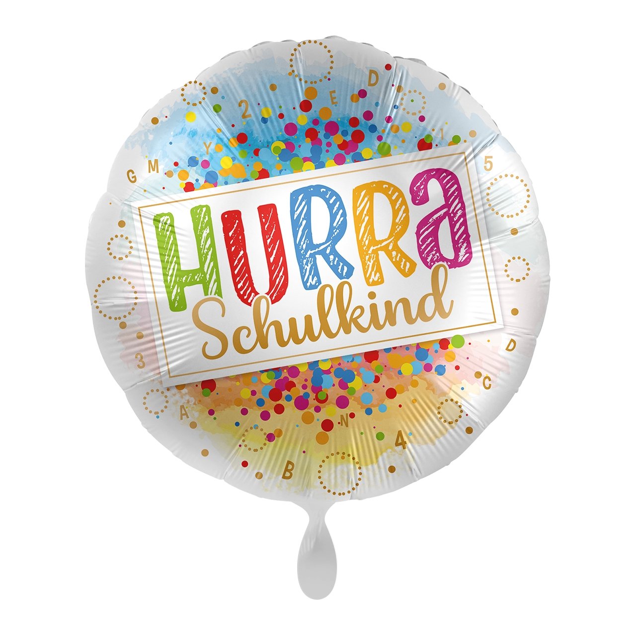 Folienballon "Hurra Schulkind - Konfetti" - partyimkarton