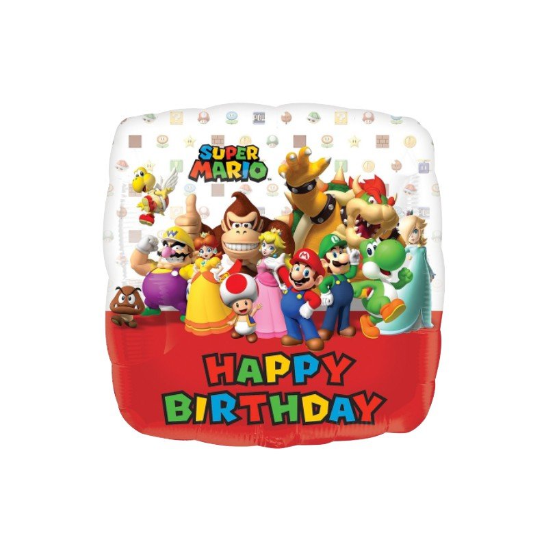 Folienballon "Super Mario Happy Birthday" 43cm - Party im Karton