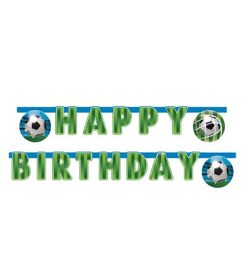 Happy Birthday Girlande "Fußball" - 200 cm - Party im Karton