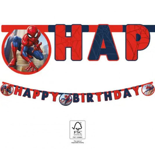 Happy Birthday Girlande "Spiderman" - 2m - Party im Karton