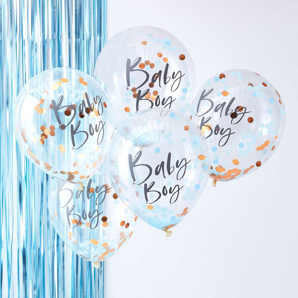 Konfetti Ballons "Baby Boy" - 5 Stück - Party im Karton