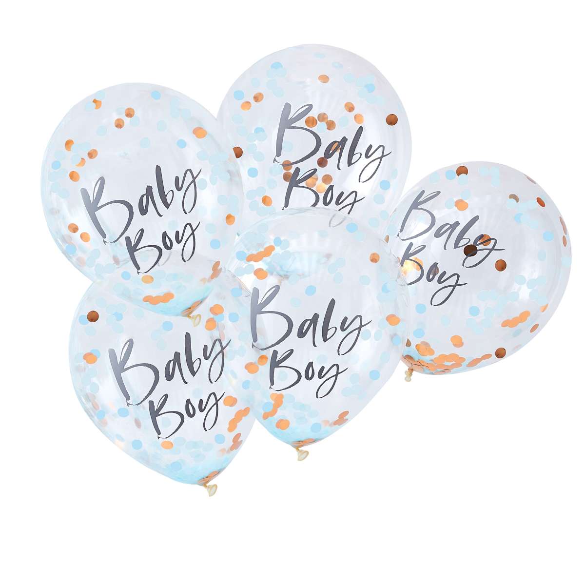 Konfetti Ballons "Baby Boy" - 5 Stück - Party im Karton