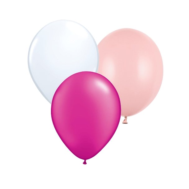 Luftballonmix Pink/Rosa/Weiß - 10 Stück - 28cm - Party im Karton