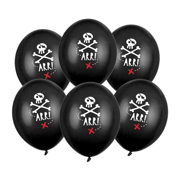 Luftballons "Pirat" - 6 Stück - 30cm - Party im Karton