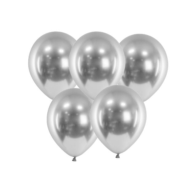 Miniballon Glossy Silber - 10 Stück - 13cm - Party im Karton
