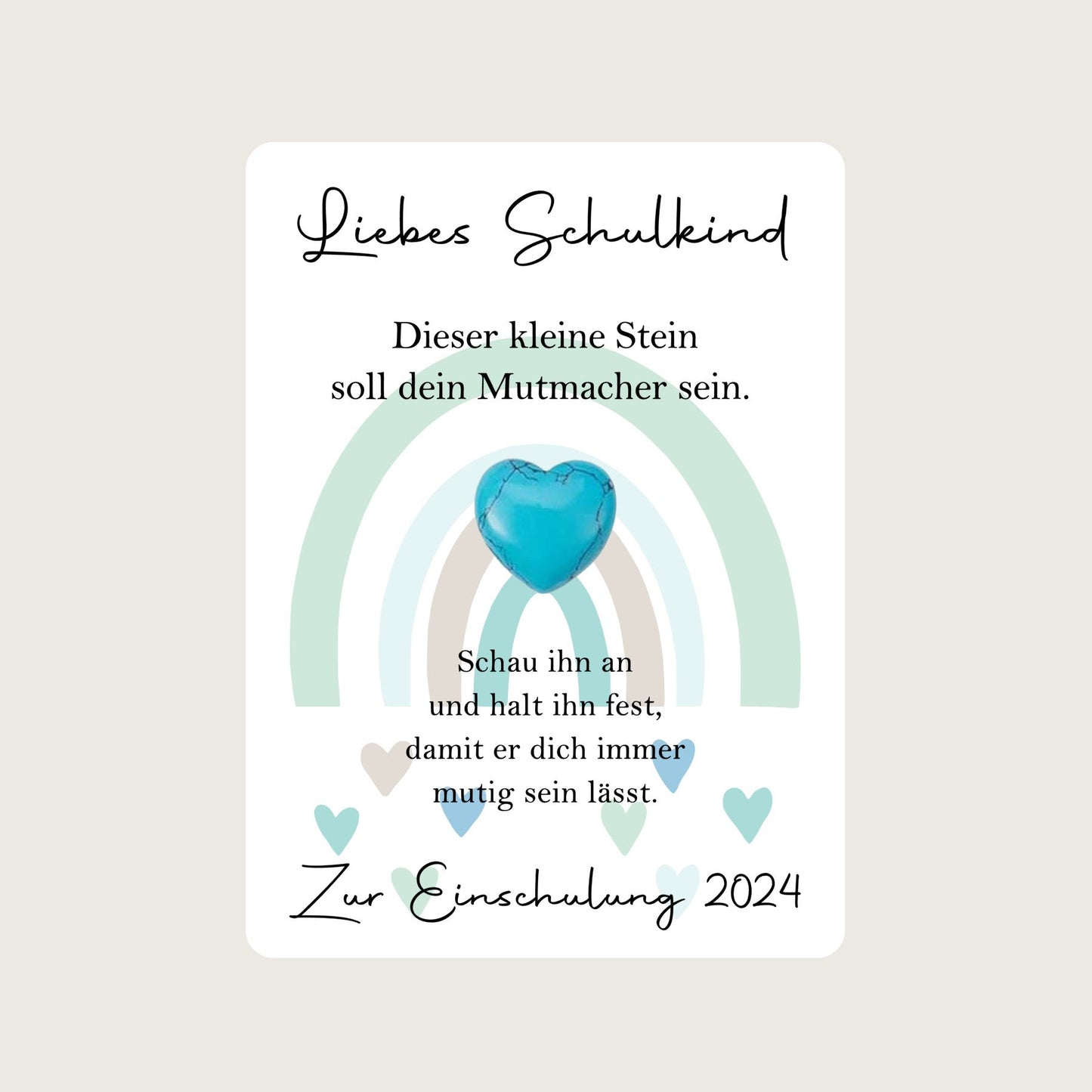 Mutsteinkarte Blau - Geschenk zur Einschulung - Party im Karton