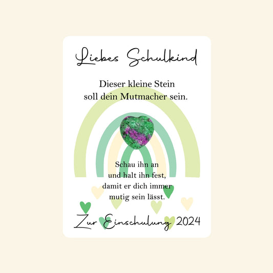 Mutsteinkarte Grün - Geschenk zur Einschulung - Party im Karton