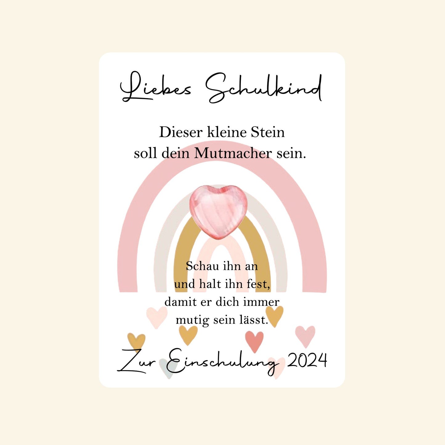 Mutsteinkarte Rosa - Geschenk zur Einschulung - Party im Karton