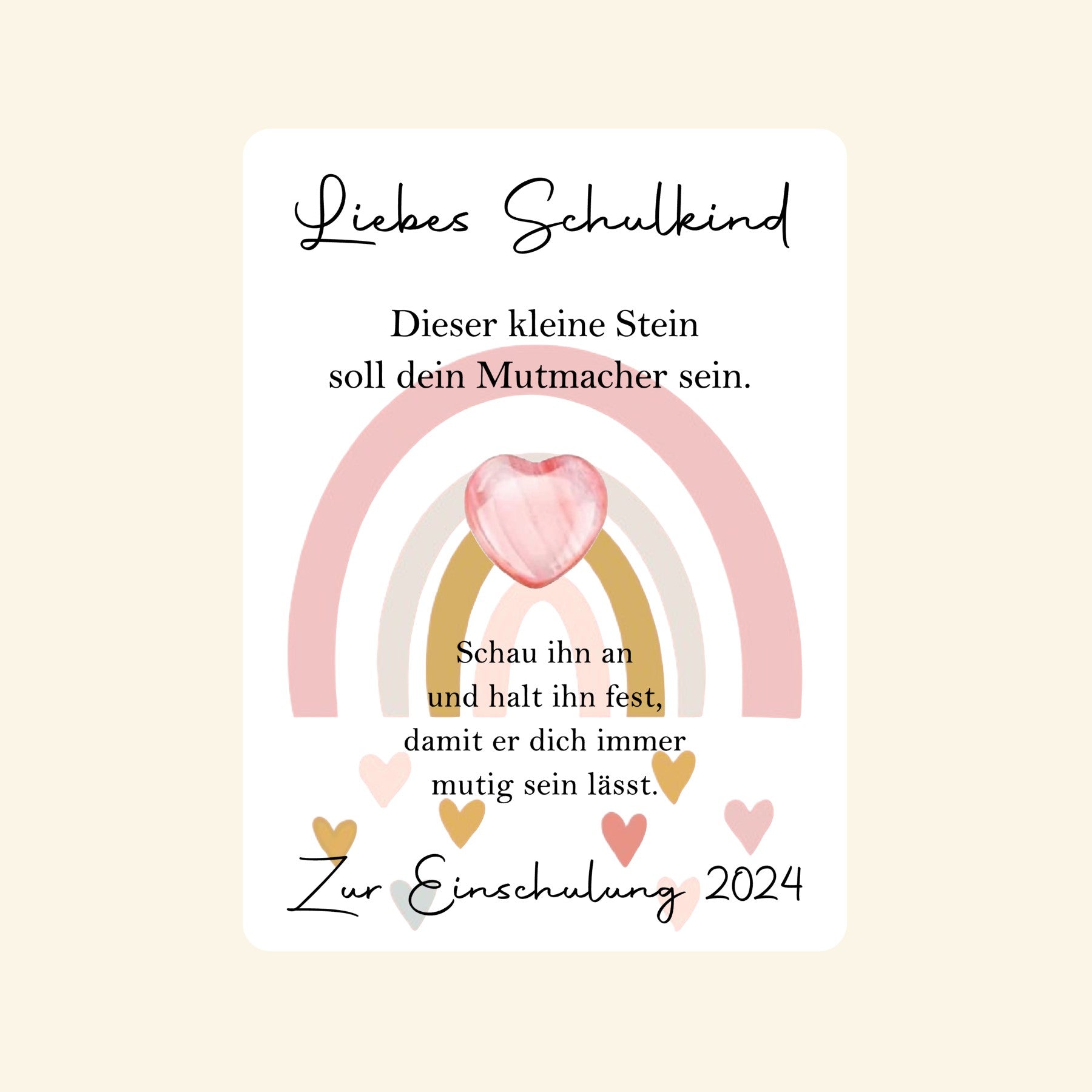 Mutsteinkarte Rosa - Geschenk zur Einschulung - Party im Karton