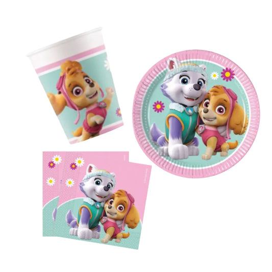 Partygeschirr "Paw Patrol Girls" - 36 Teile - Party im Karton