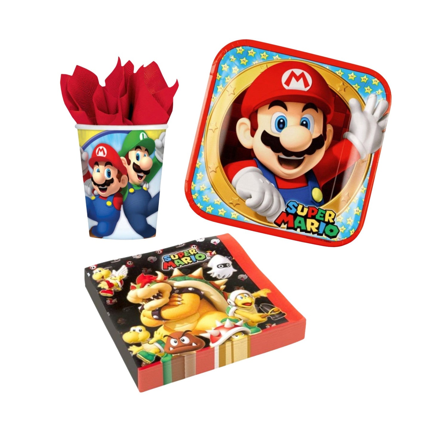 Partygeschirr "Super Mario" - 36 Teile - Party im Karton