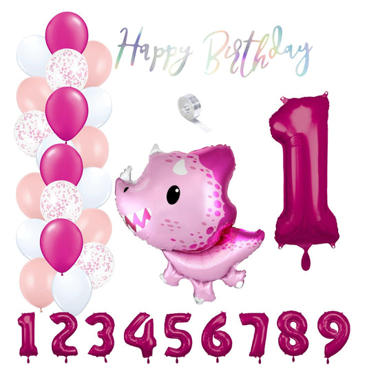Partykarton "Baby Dino Rosa" 29 Teile - Party im Karton