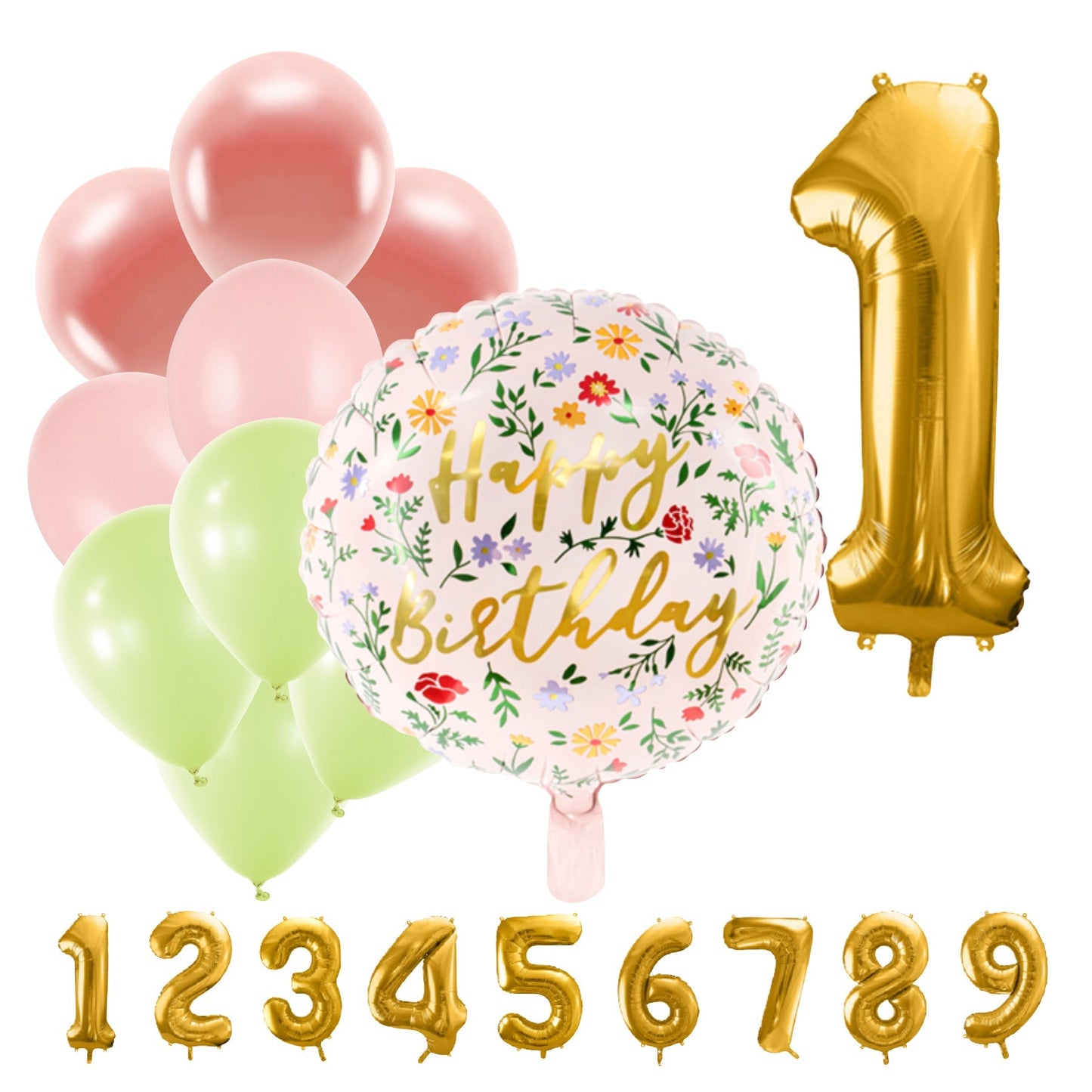 Partykarton "Happy Birthday - Blumen" 12 Teile - Party im Karton