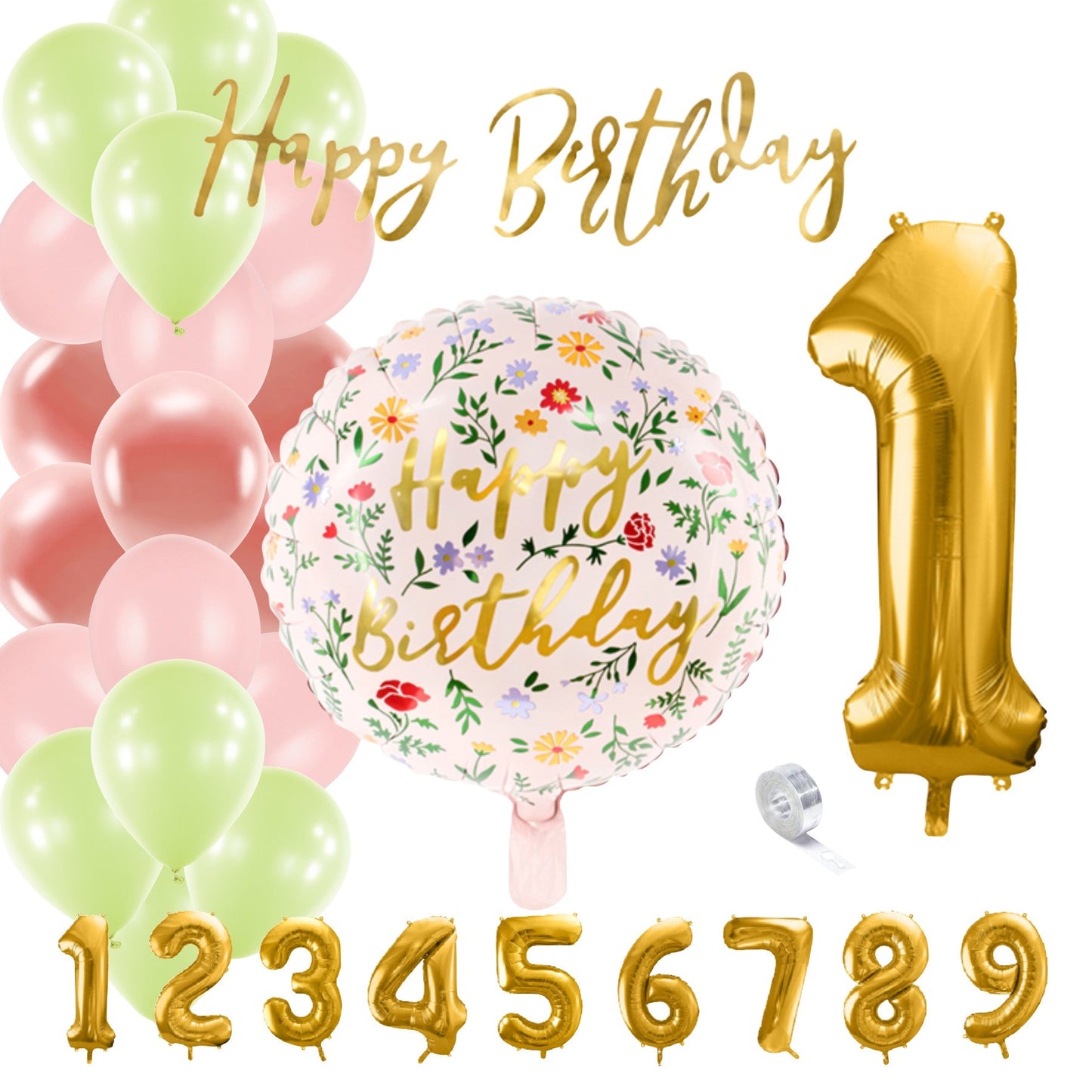 Partykarton "Happy Birthday - Blumen" 29 Teile - Party im Karton