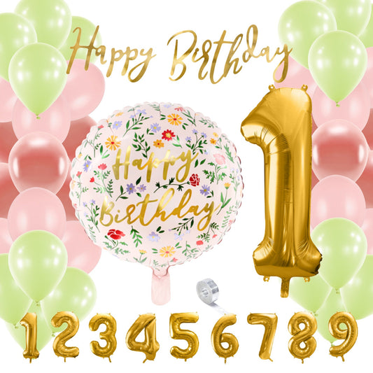 Partykarton "Happy Birthday - Blumen" 54 Teile - Party im Karton