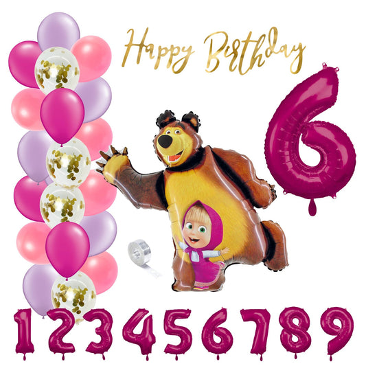 Partykarton "Mascha und der Bär" 29 Teile - Party im Karton