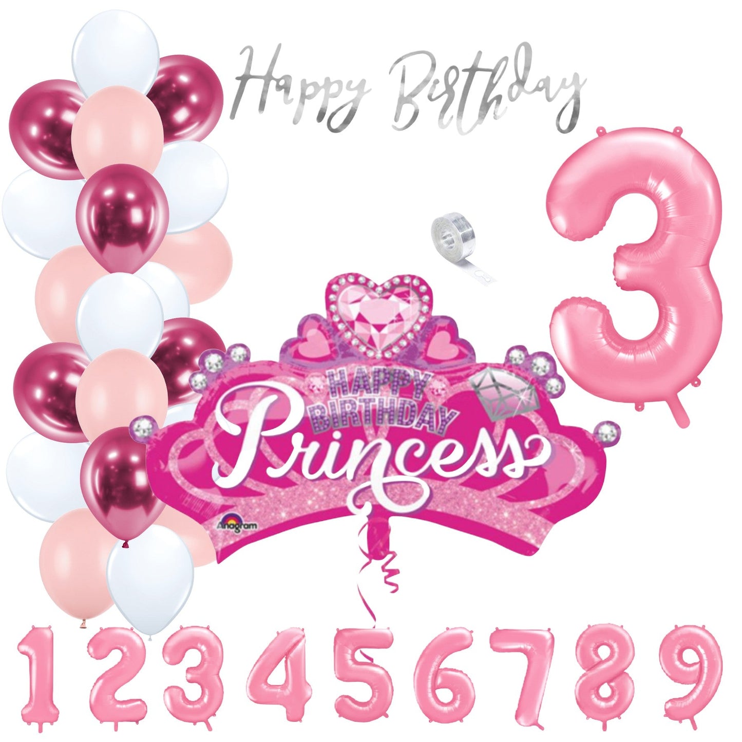 Partykarton "Prinzessin Rosa" 29 Teile - Party im Karton