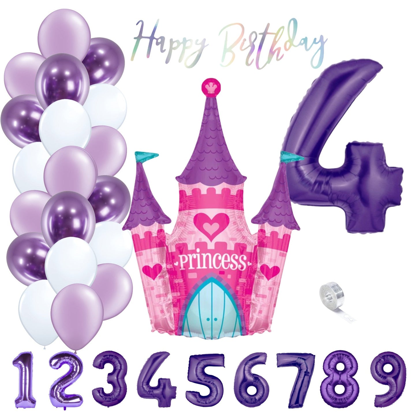 Partykarton "Prinzessin Violett" 29 Teile - Party im Karton
