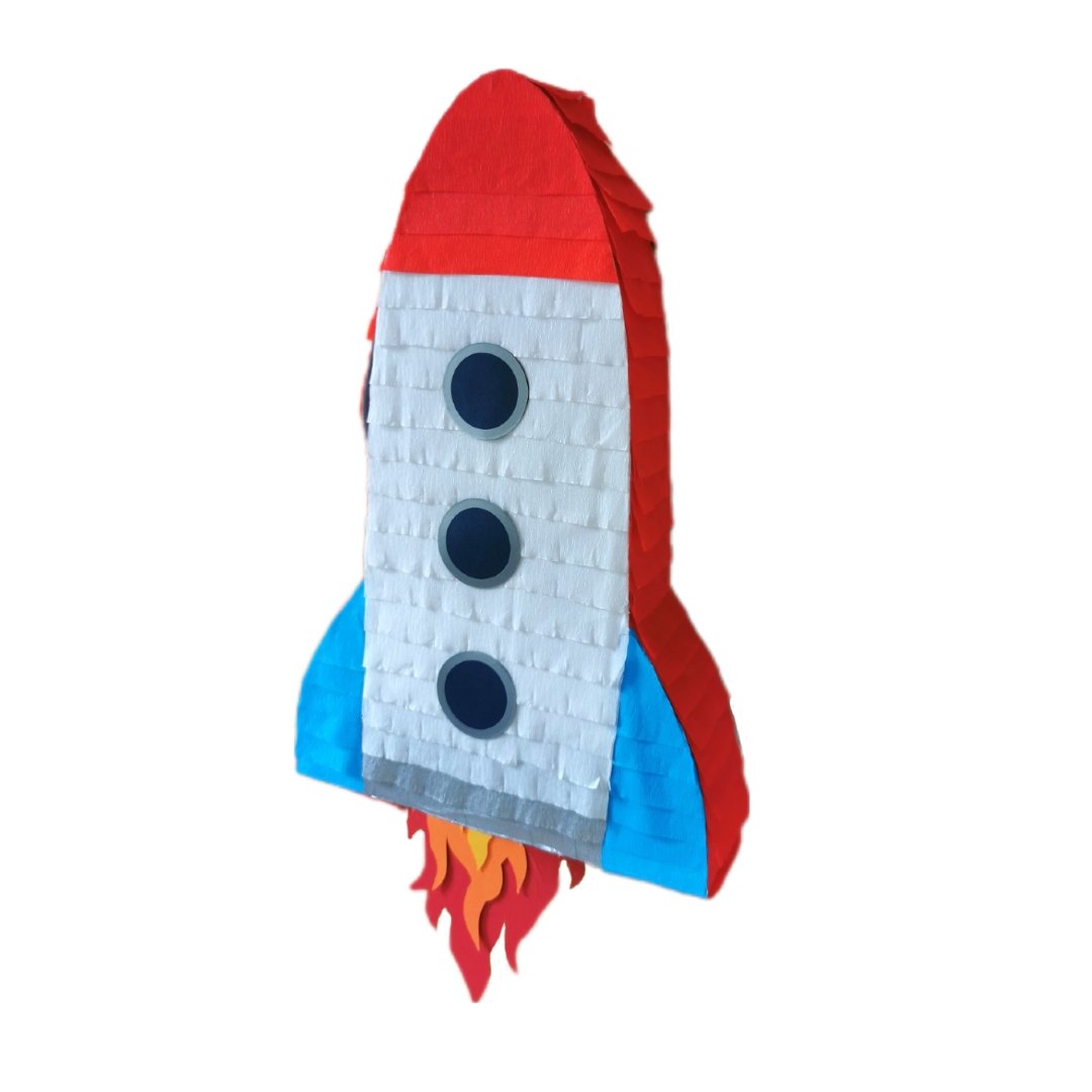 Personalisierbare Piñata "Rakete" - Party im Karton