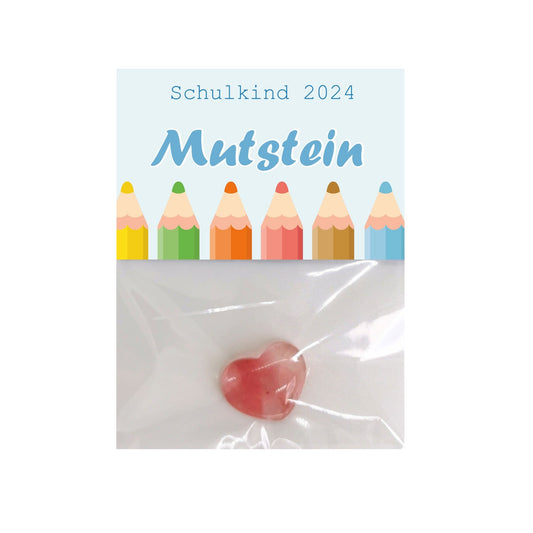 Schulkind Mutstein Herz - Geschenk zur Einschulung - Party im Karton