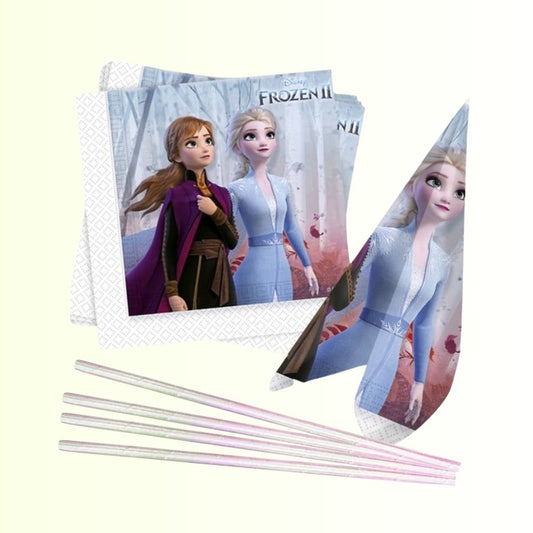 Servietten und Strohhalme "Eiskönigin - Frozen" 20 oder 40 Teile - Party im Karton