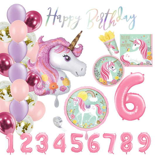 Sorglos-Partykarton "Einhorn" 62 Teile - Party im Karton