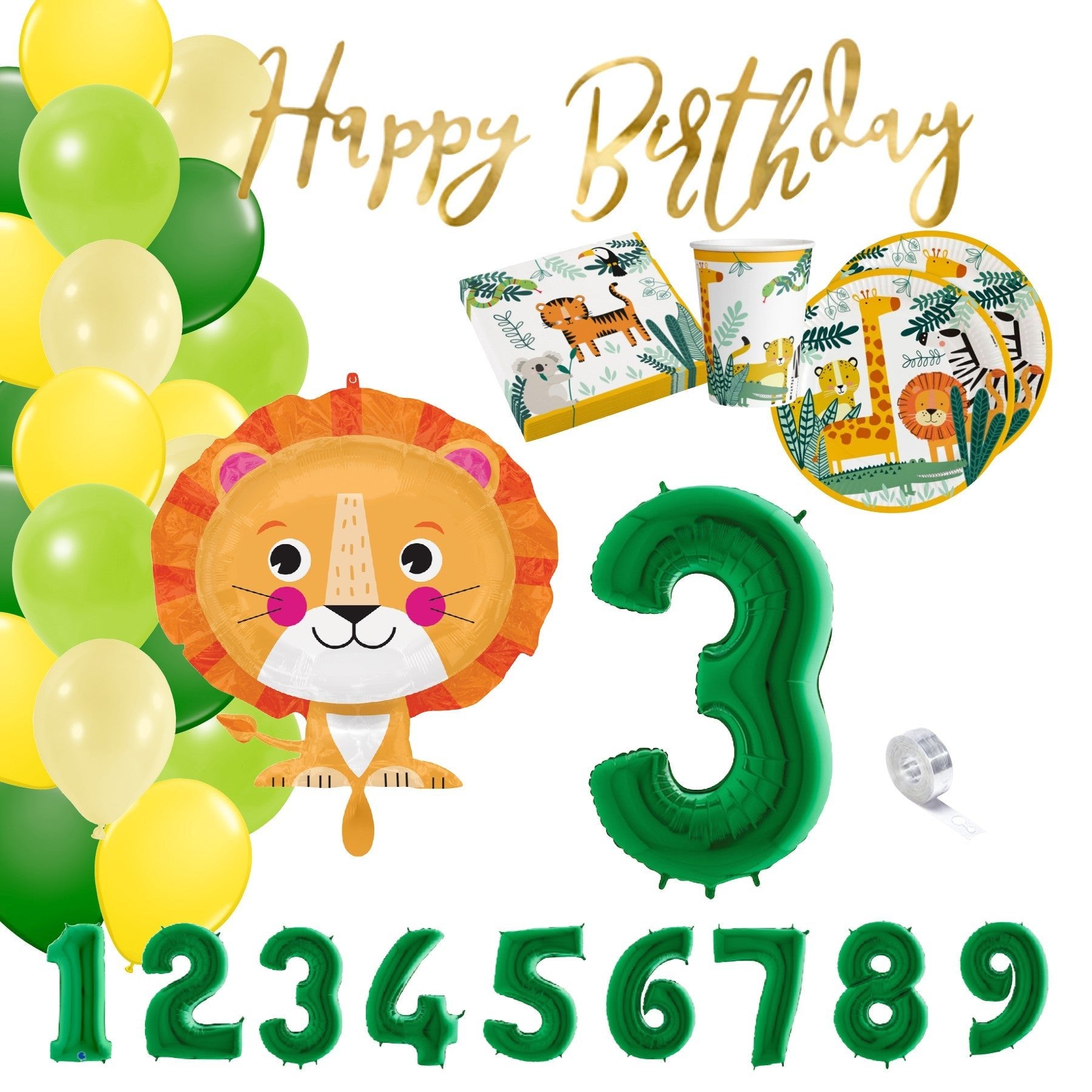 Sorglos-Partykarton "Löwe im Dschungel" 61 Teile - Party im Karton
