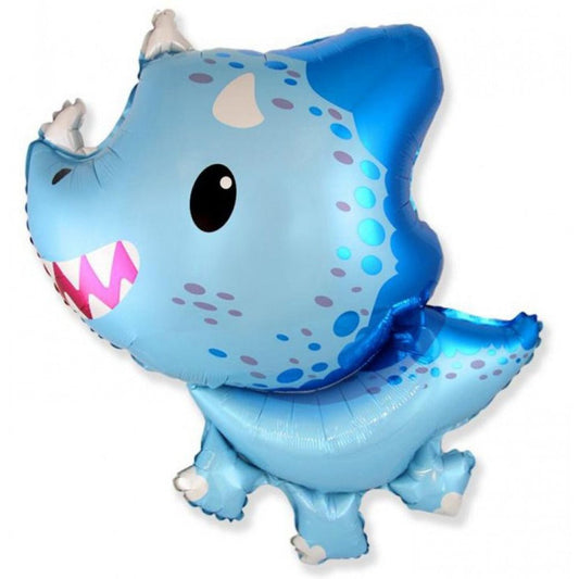 XXL Folienballon "Baby Triceratops Blau" 61cm - Party im Karton