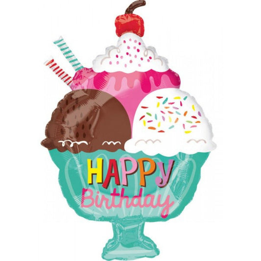 XXL Folienballon "Happy Birthday Ice Cream" 58cm - Party im Karton