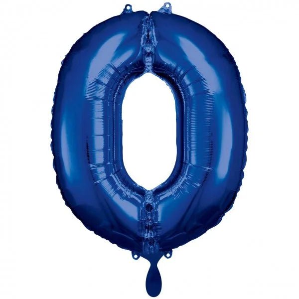 XXL Folienballon "Zahl 0" Blau - 83cm - Party im Karton