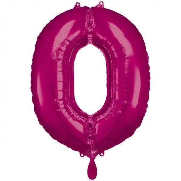 XXL Folienballon "Zahl 0" Pink - 83cm - Party im Karton